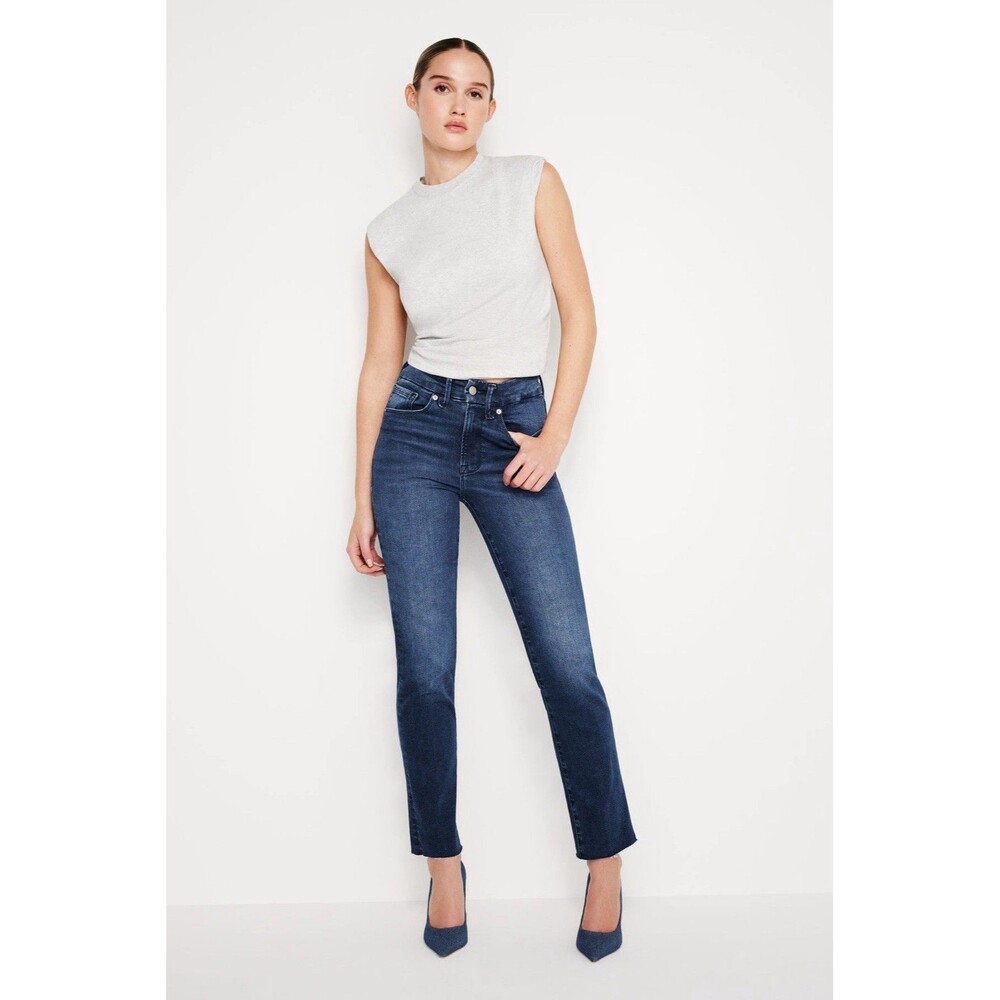 Good American Good Classic Slim Straight High Rise Jeans Indigo 572 Size 8 NWT